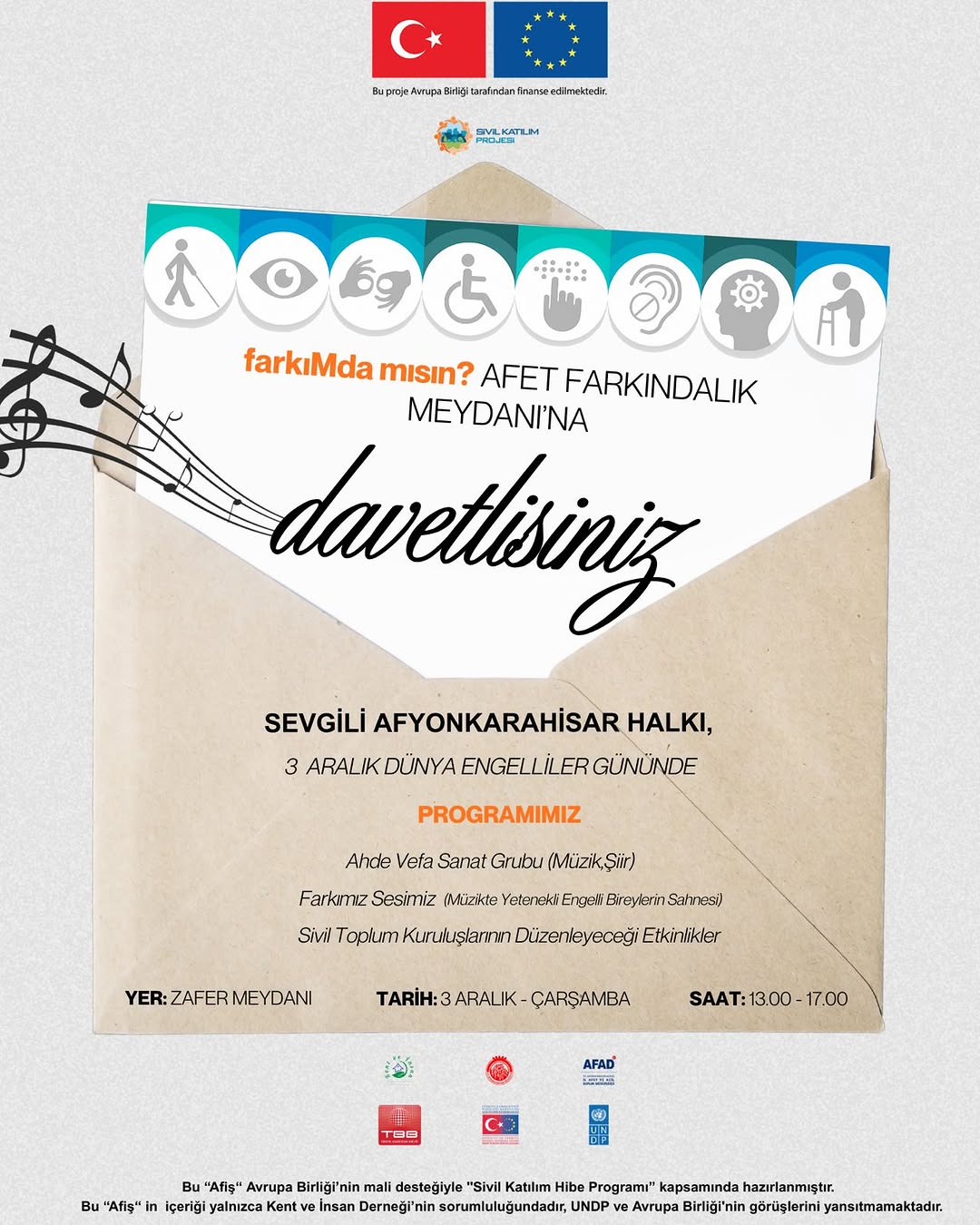 3 Aralık Dünya Engelliler Günü Etkinliği ZAFER MEYDANI'NDA!