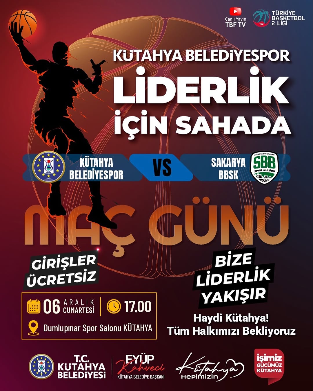 Kütahya Belediyespor Liderlik İçin Sahada!