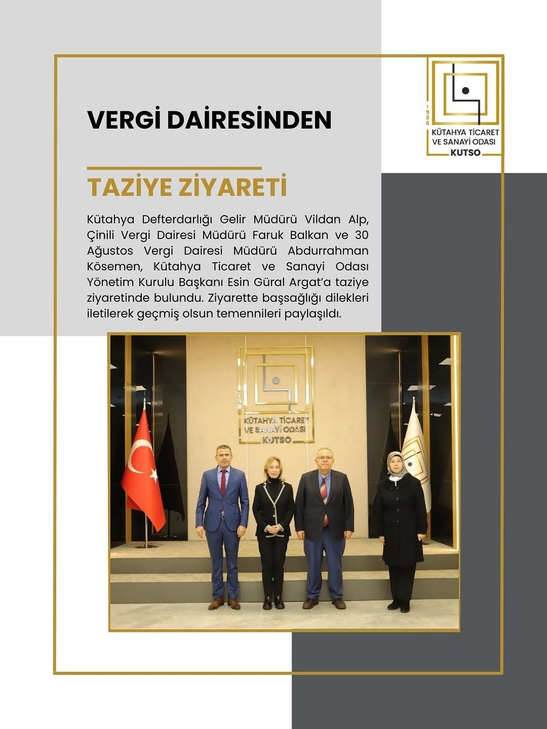 Kütahya Ticaret ve Sanayi Odası'ndan Taziye Ziyareti