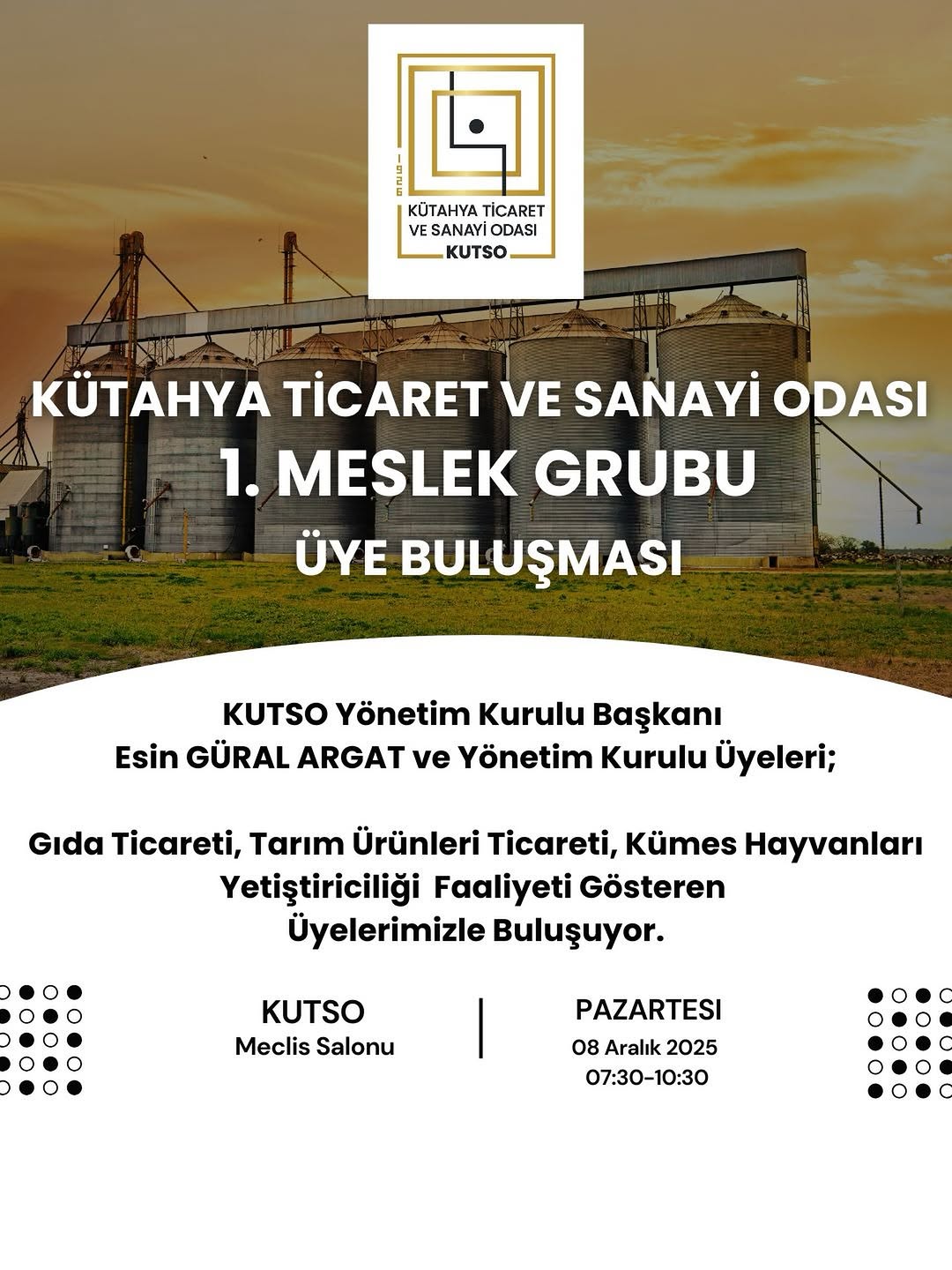 Kütahya Ticaret ve Sanayi Odası'nın 1. Meslek Grubu Hakkındaki Paylaşımı
