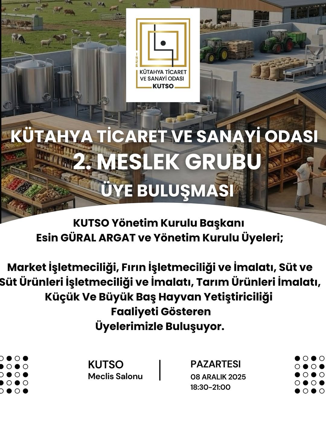 Kütahya Ticaret ve Sanayi Odası'nın Meslek Grupları Hakkındaki Paylaşımı