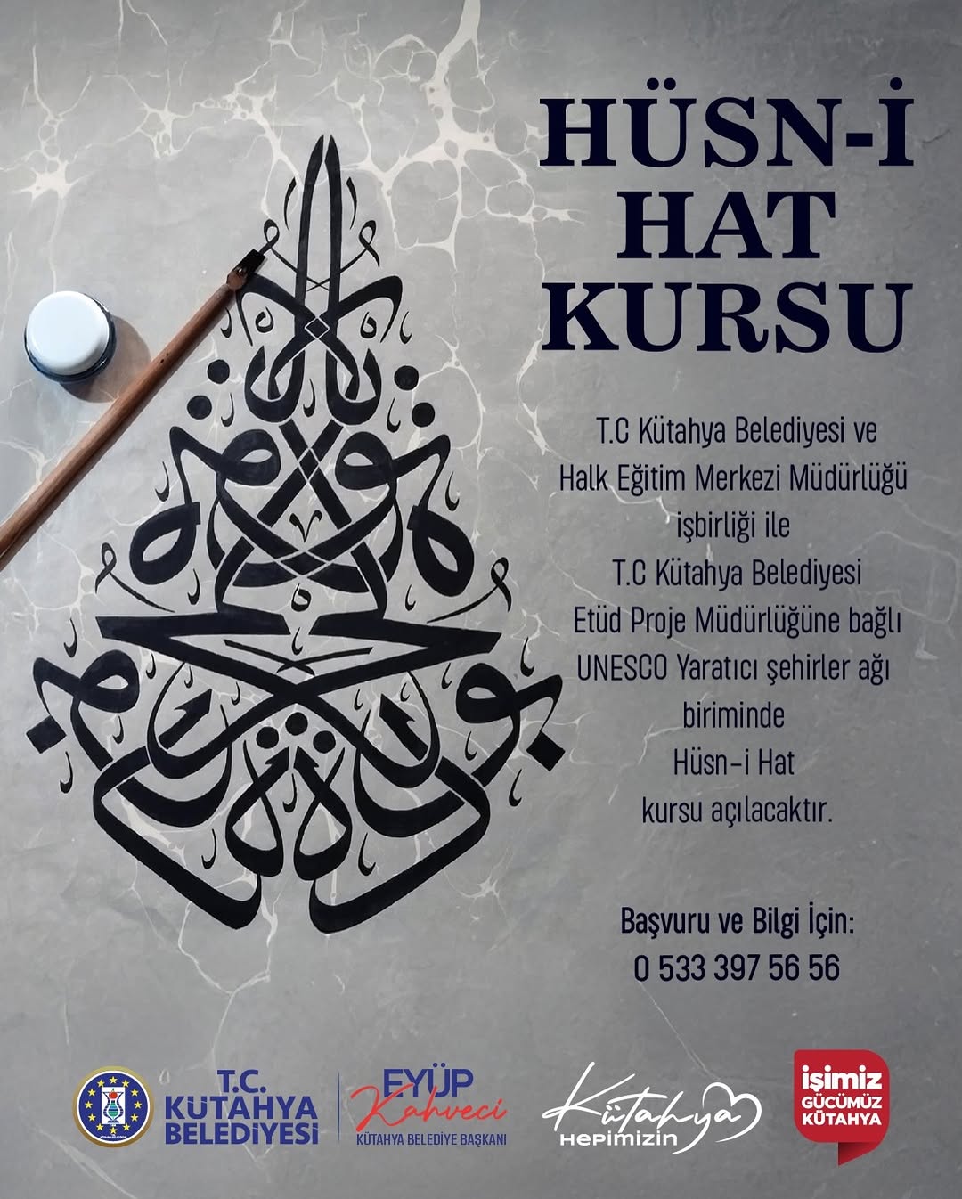 Kütahya Belediyesi Hüsn-i Hat Kursuna Başvuruları Başladı