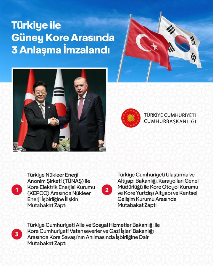 Türkiye ile Güney Kore Arasında 3 Anlaşma İmzalandı