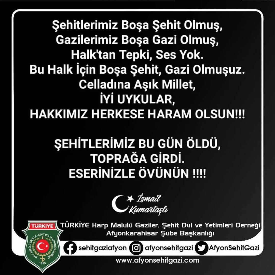 Afyon Şehit Gaziler Derneği'nin Açıklaması