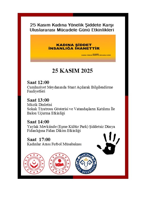 25 Kasım Kadına Yönelik Şiddete Karşı Uluslararası Mücadele Günü Etkinlik Programı