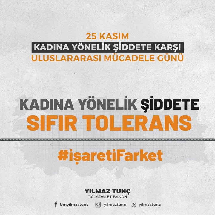 Adalet Bakanı Yılmaz TUNÇ'tan Kadına Yönelik Şiddete Karşı Mesaj