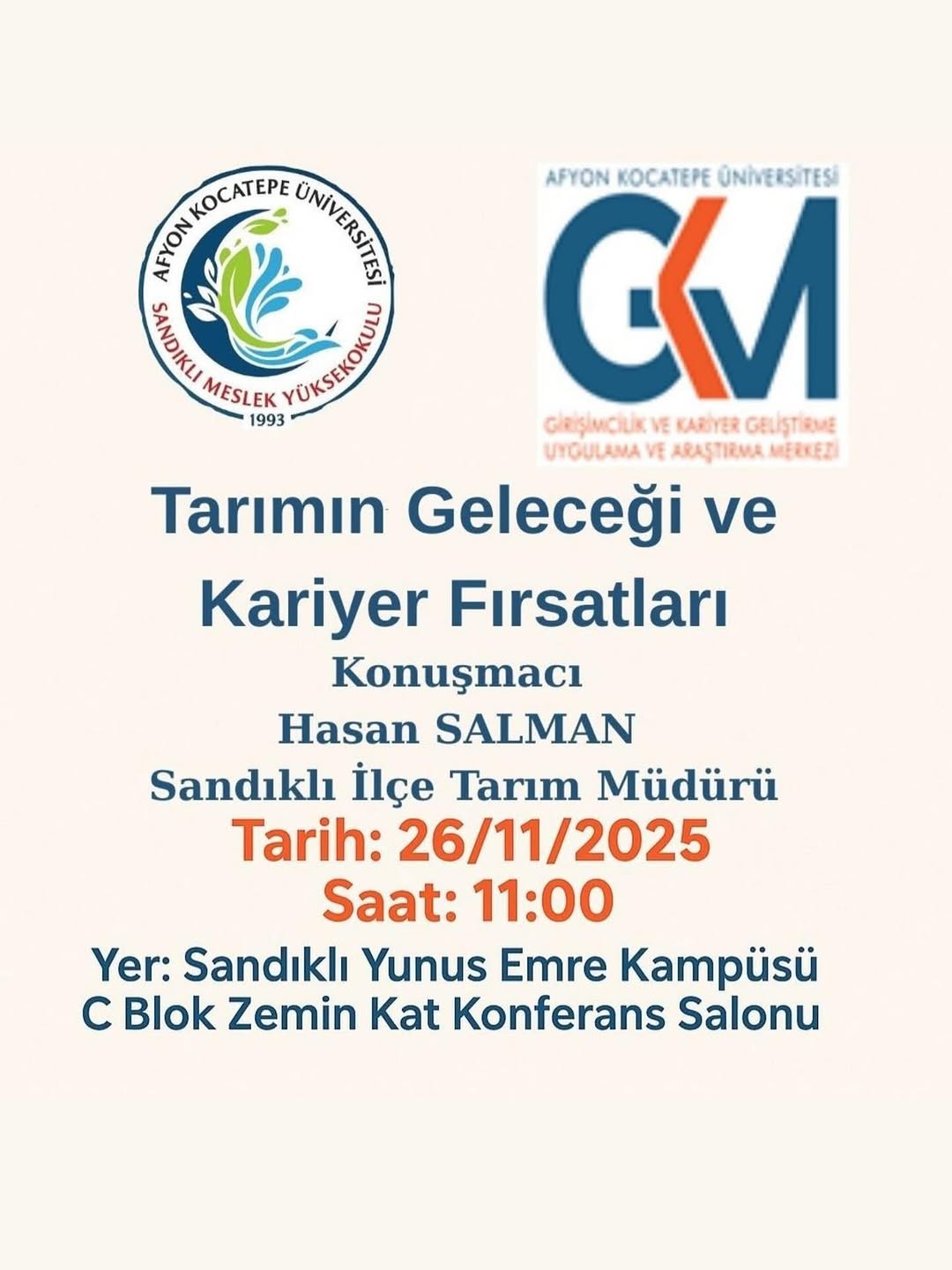 Afyon Kocatepe Üniversitesi Tarımın Geleceği ve Kariyer Fırsatları Konferansı