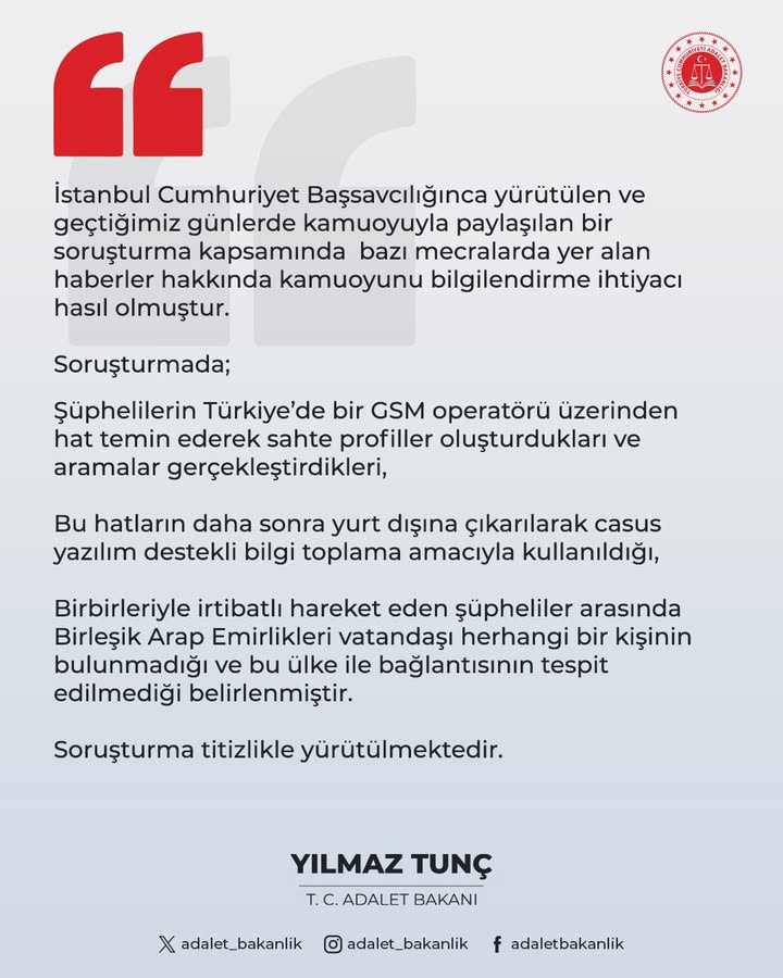 İstanbul Cumhuriyet Başsavcılığının Yürüttüğü Soruşturma Hakkında Açıklama