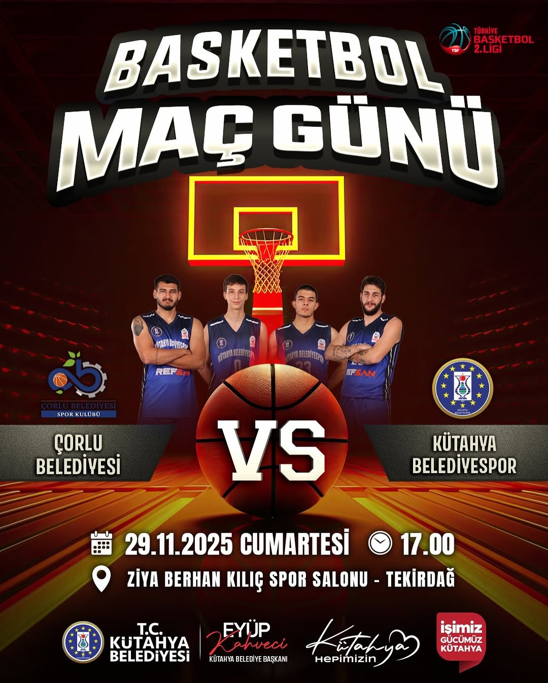 Kütahya Belediyespor, Çorlu Belediyesi ile 2. Lig Maçında Karşılaşacak