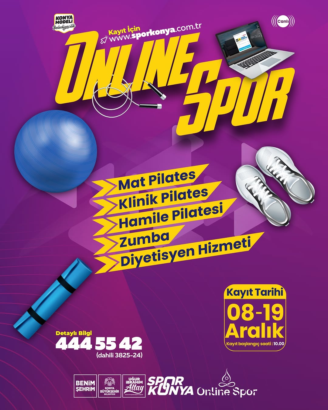 Konya Büyükşehir Belediyesi Online Spor Kayıtları Başlıyor!
