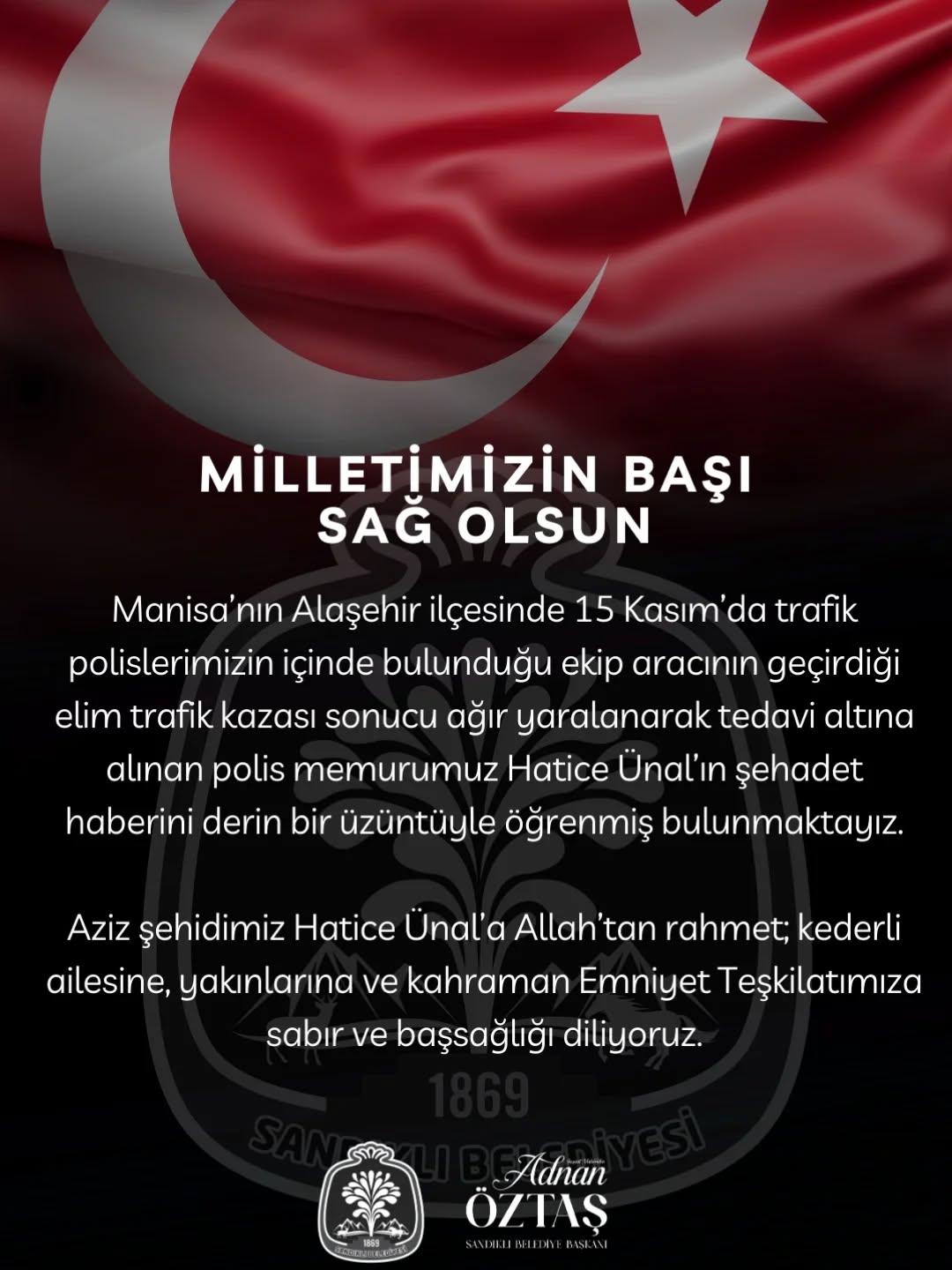 Manisa'nın Alaşehir İlçesinde Trafik Kazası Sonucu Şehit Düşen Polis Memuru Hatice Ünal