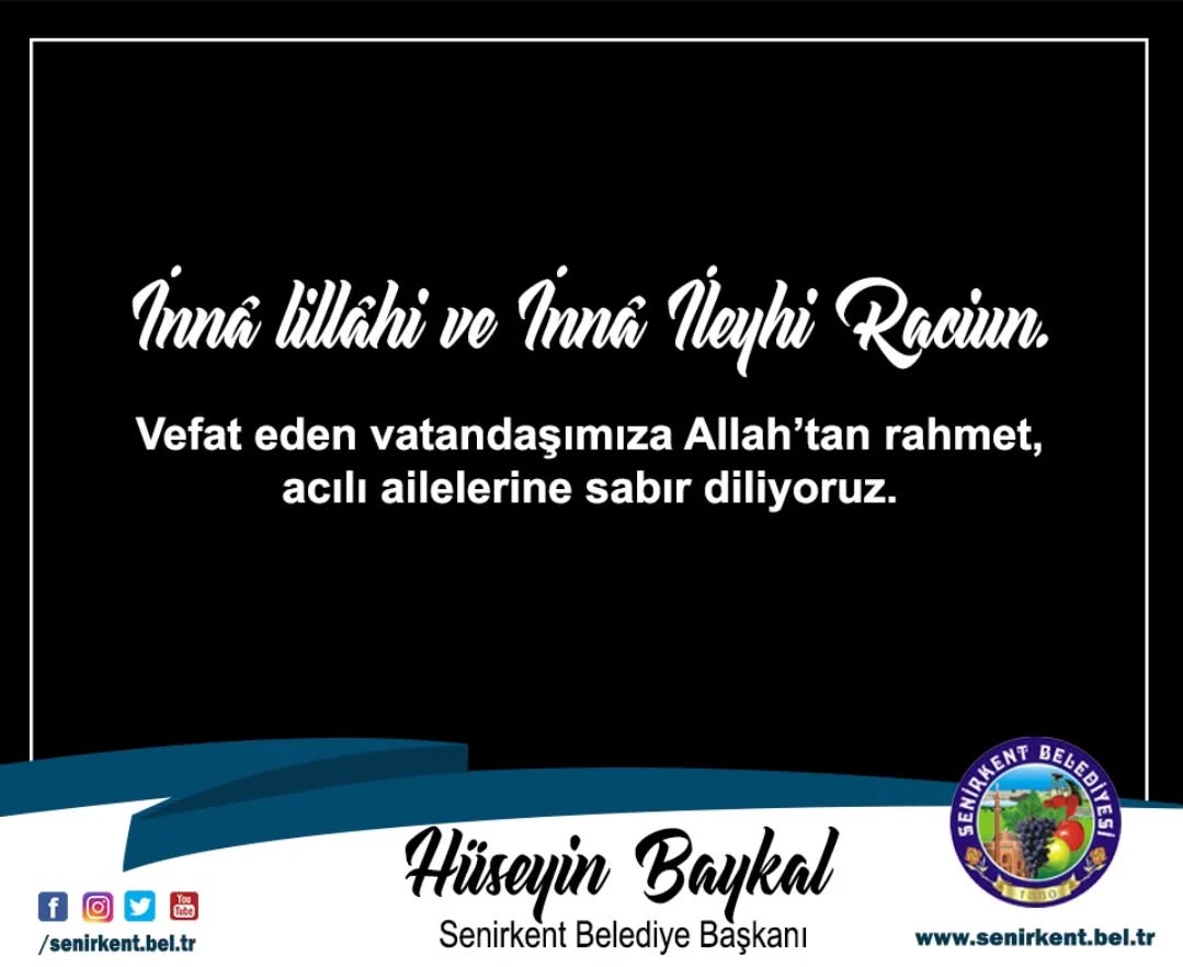 Senirkent Belediyesi'nden Başsağlığı Açıklaması