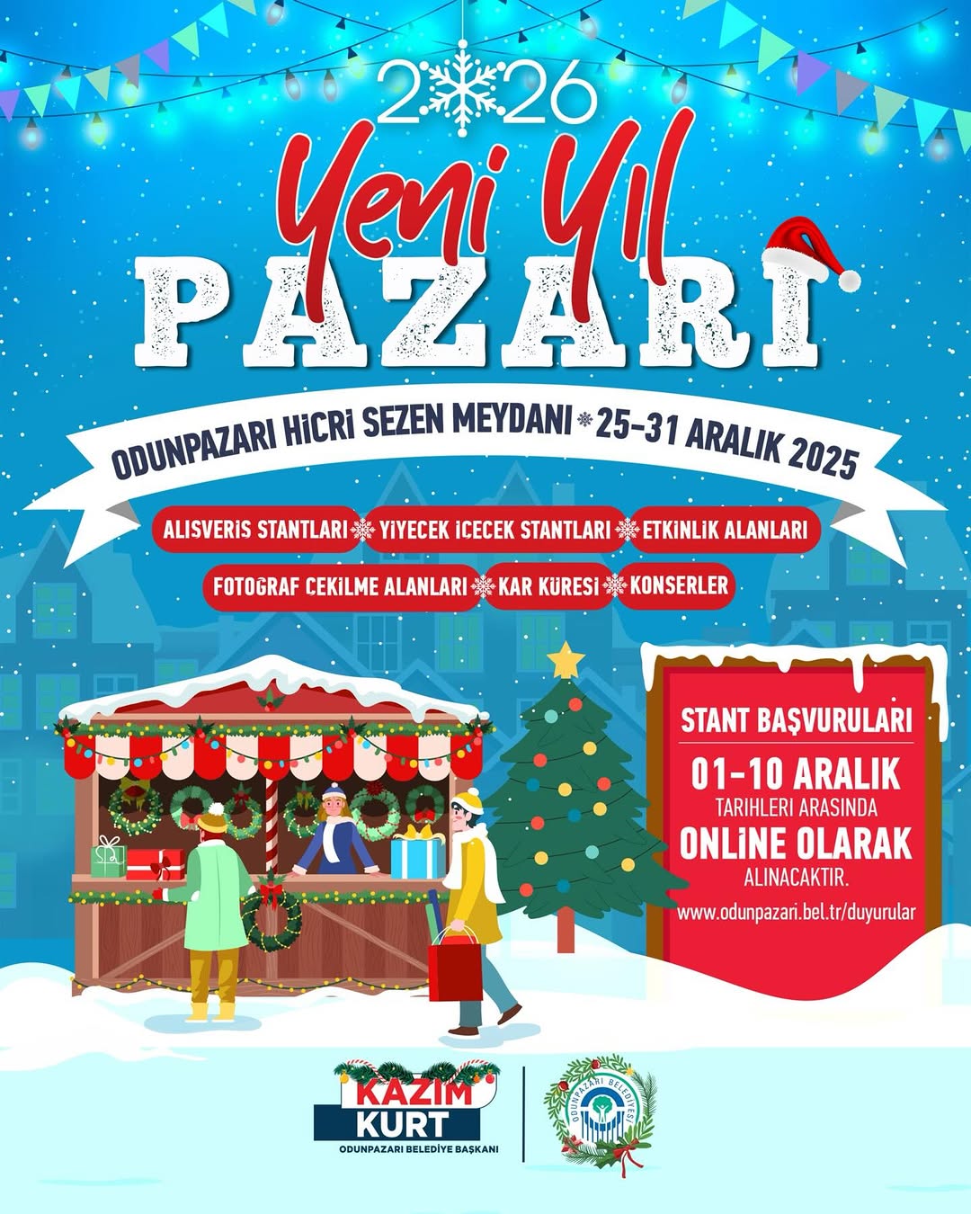 Odunpazarı Belediyesi'nden Yeni Yıl Pazarı Stant Başvuruları Duyurusu