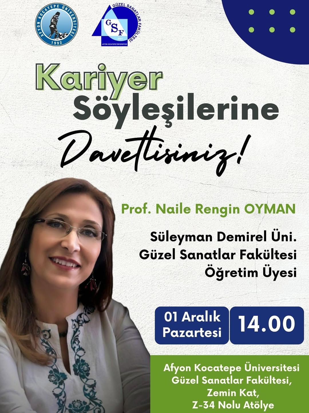 Afyon Kocatepe Üniversitesi'nde Bugün: Geleneksel Türk Sanatları Bölümü Kariyer Söyleşisi