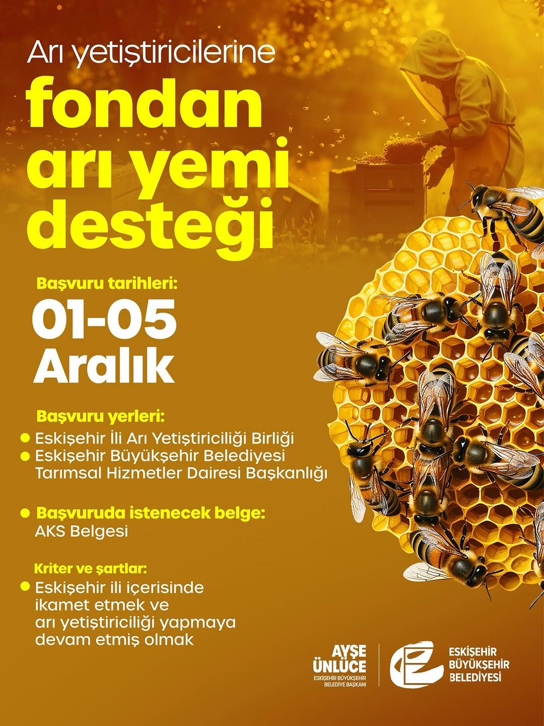 Eskişehir'de Arı Yetiştiricilerine Fondan Arı Yemi Desteği