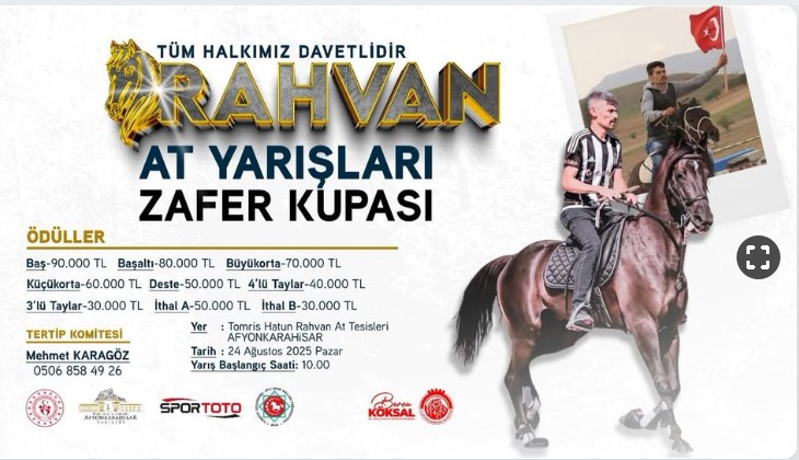 Rahvan At Yarışları Zafer Kupası 24 Ağustos'ta Tomris Hatun Tesisleri'nde Düzenlenecek