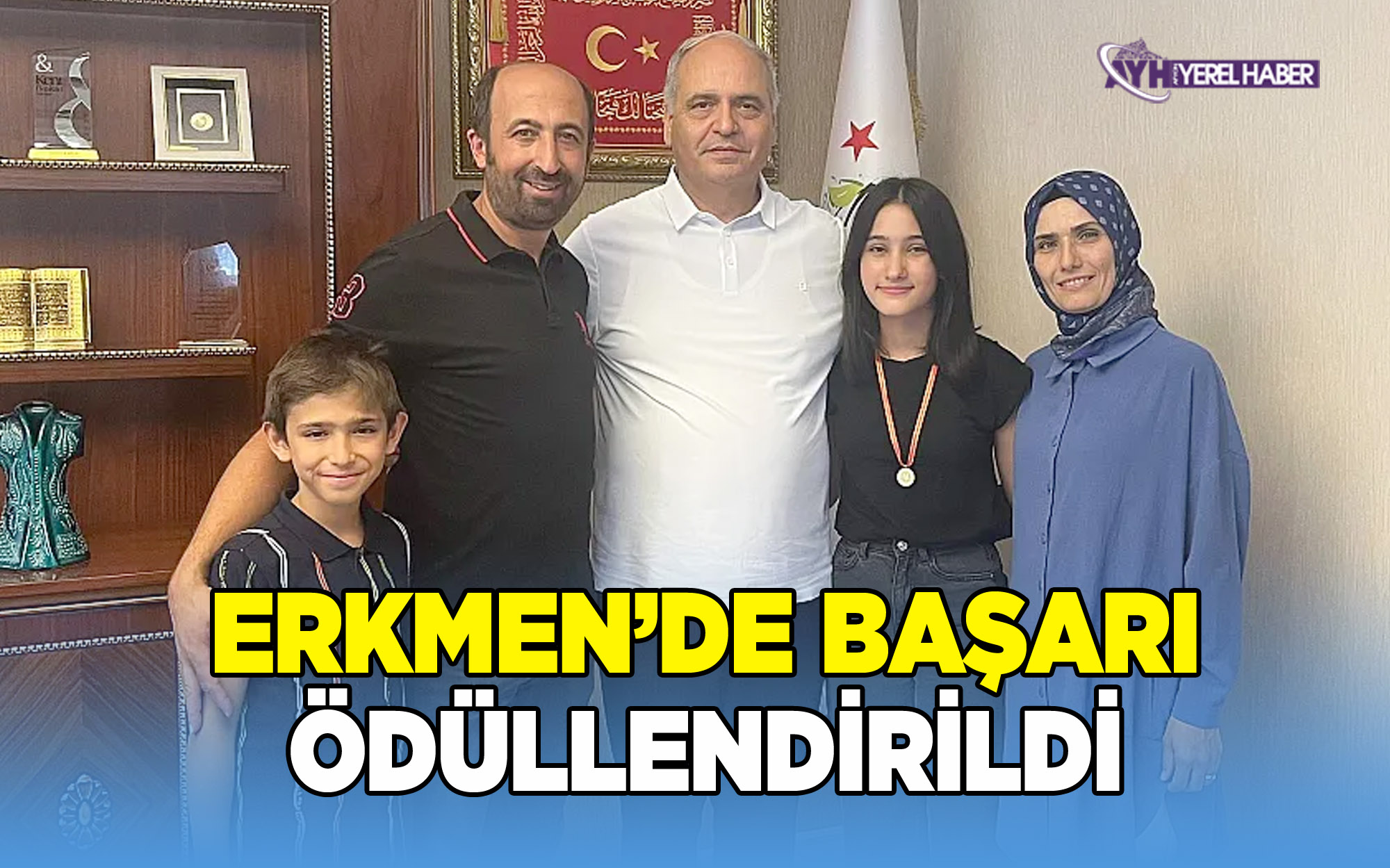 Erkmen Belediye Başkanı Şahin, LGS'de Tam Puan Alan Öğrenciyi Ödüllendirdi