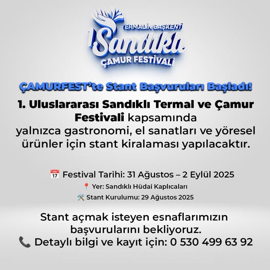 Sandıklı Termal ve Çamur Festivali'nde Stant Başvuruları Başladı