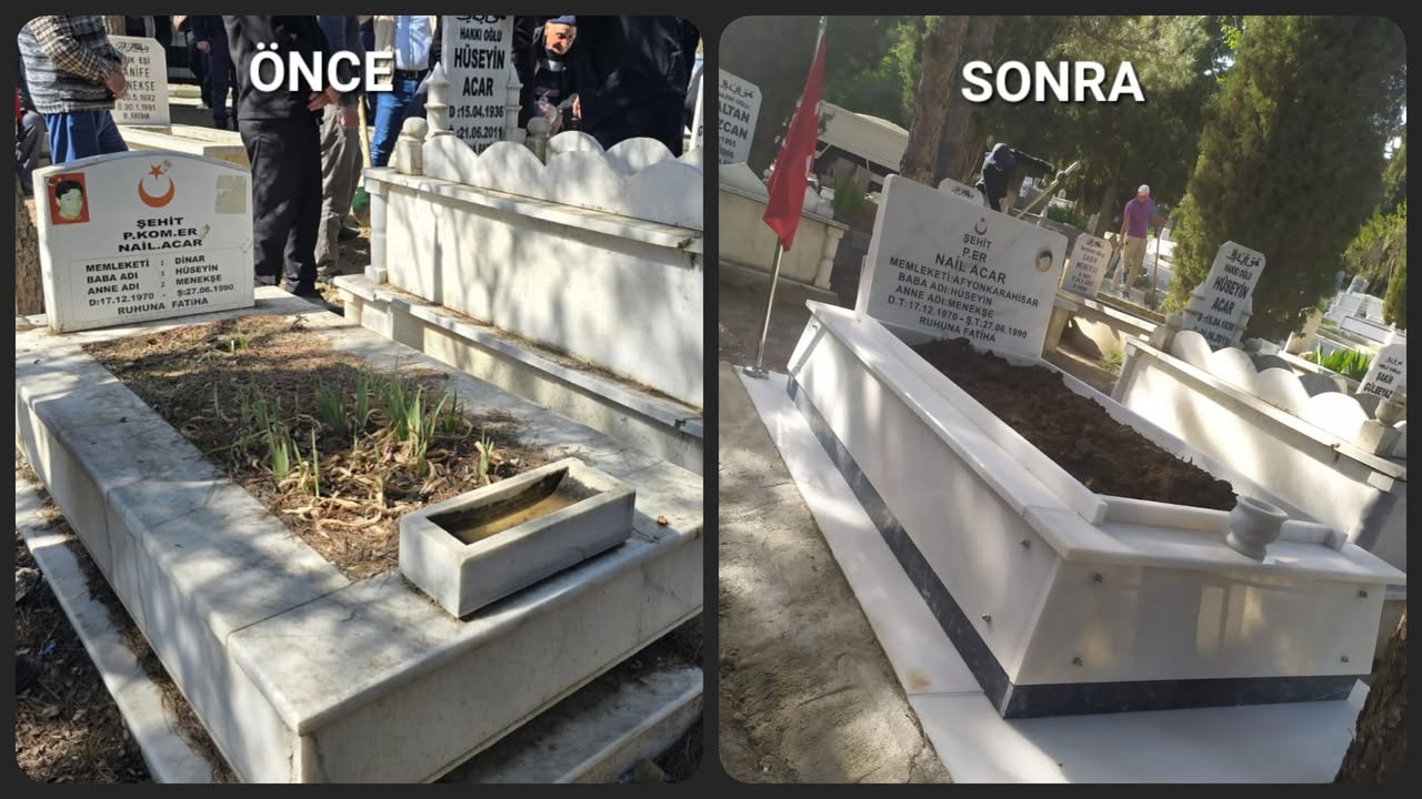 Dinar'da Şehit Nail Acar'ın Mezarı Yeniden Düzenlendi