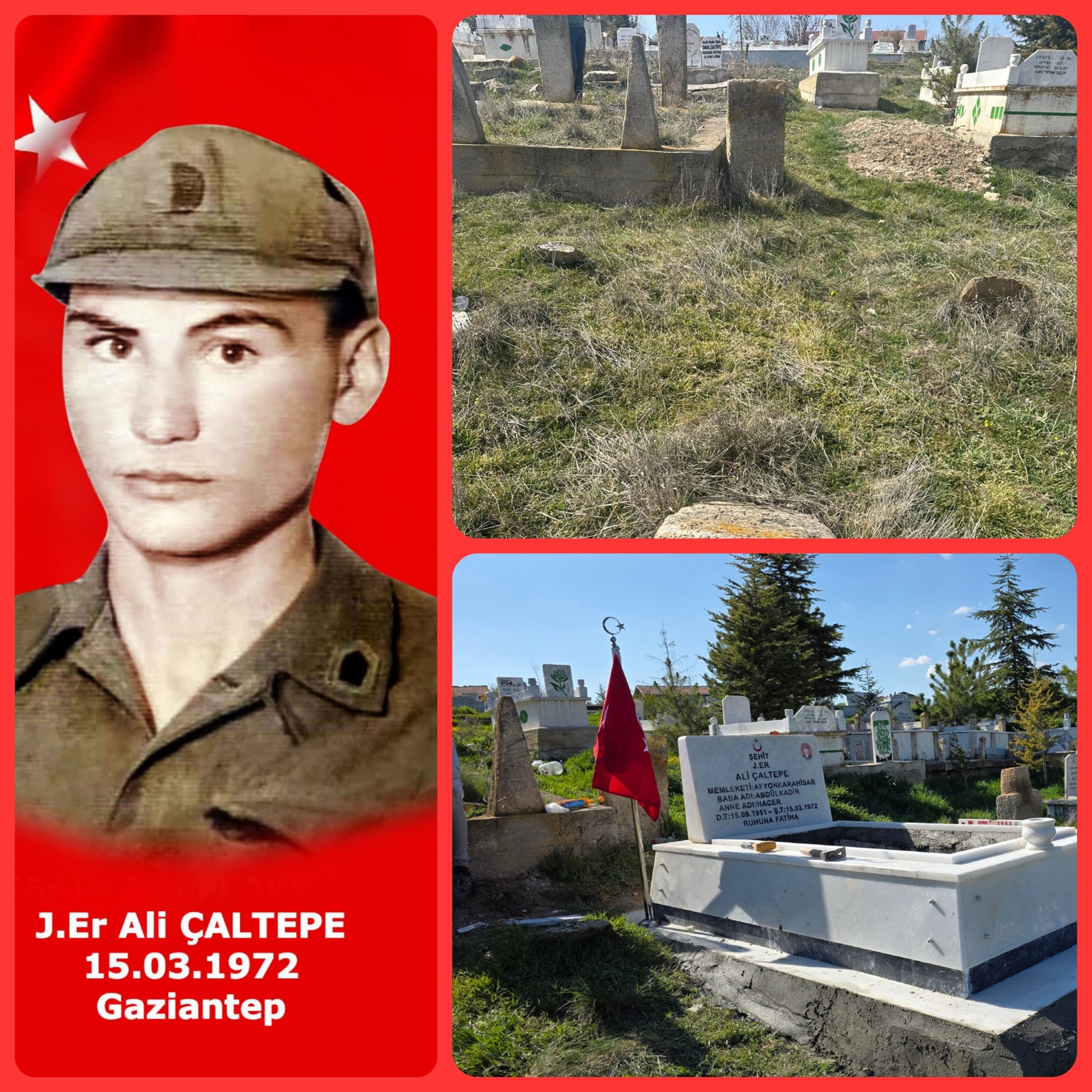 53 Yıl Sonra İhsaniyeli Şehidin Mezarı Yapıldı