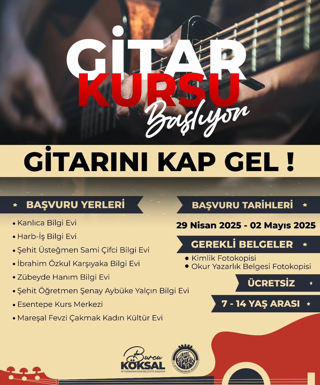 Afyonkarahisar Belediyesi'nden Ücretsiz Gitar Kursu