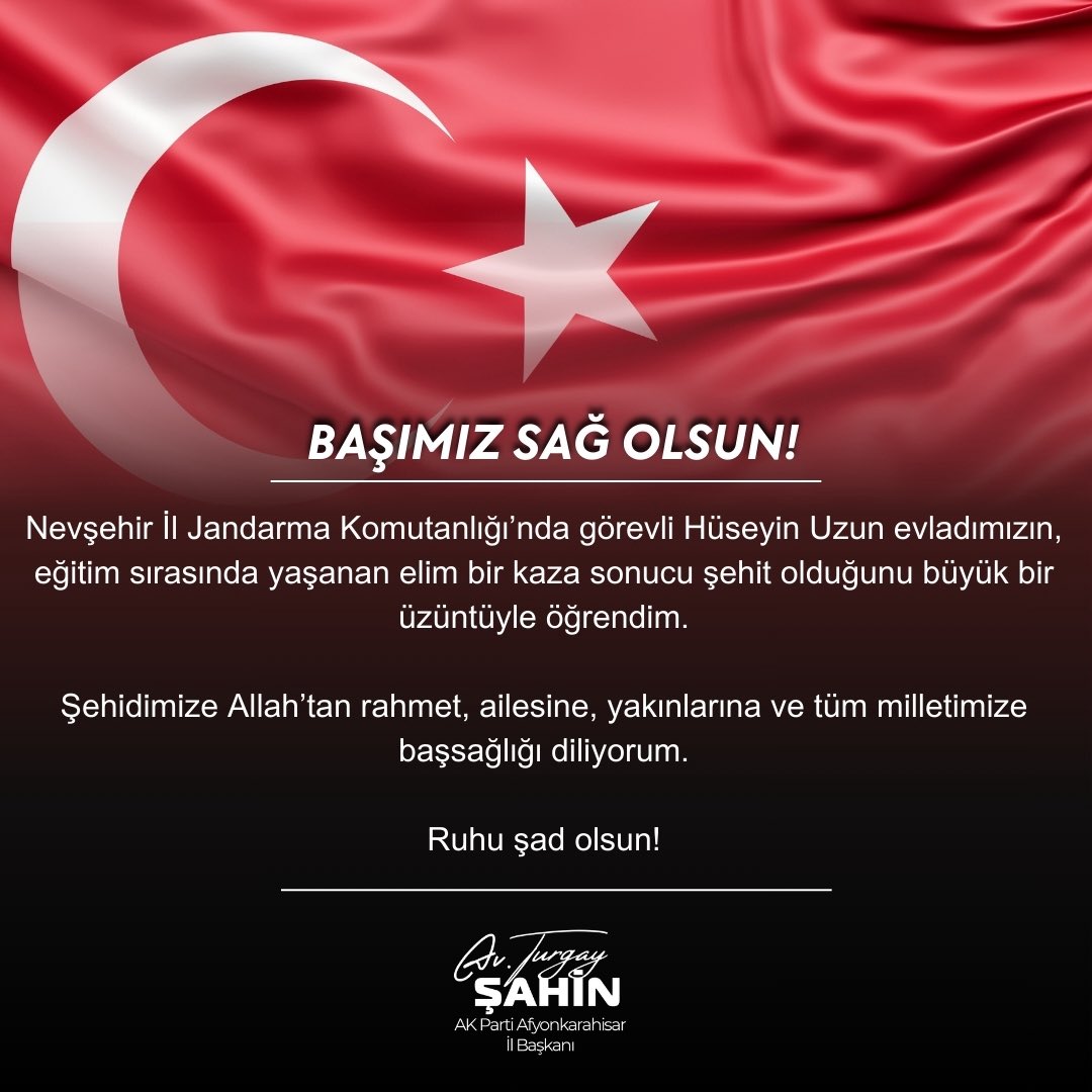 Afyonkarahisar AK Parti Başkanı, Nevşehir'de Şehit Jandarmanın Vefatını Dert Yendi