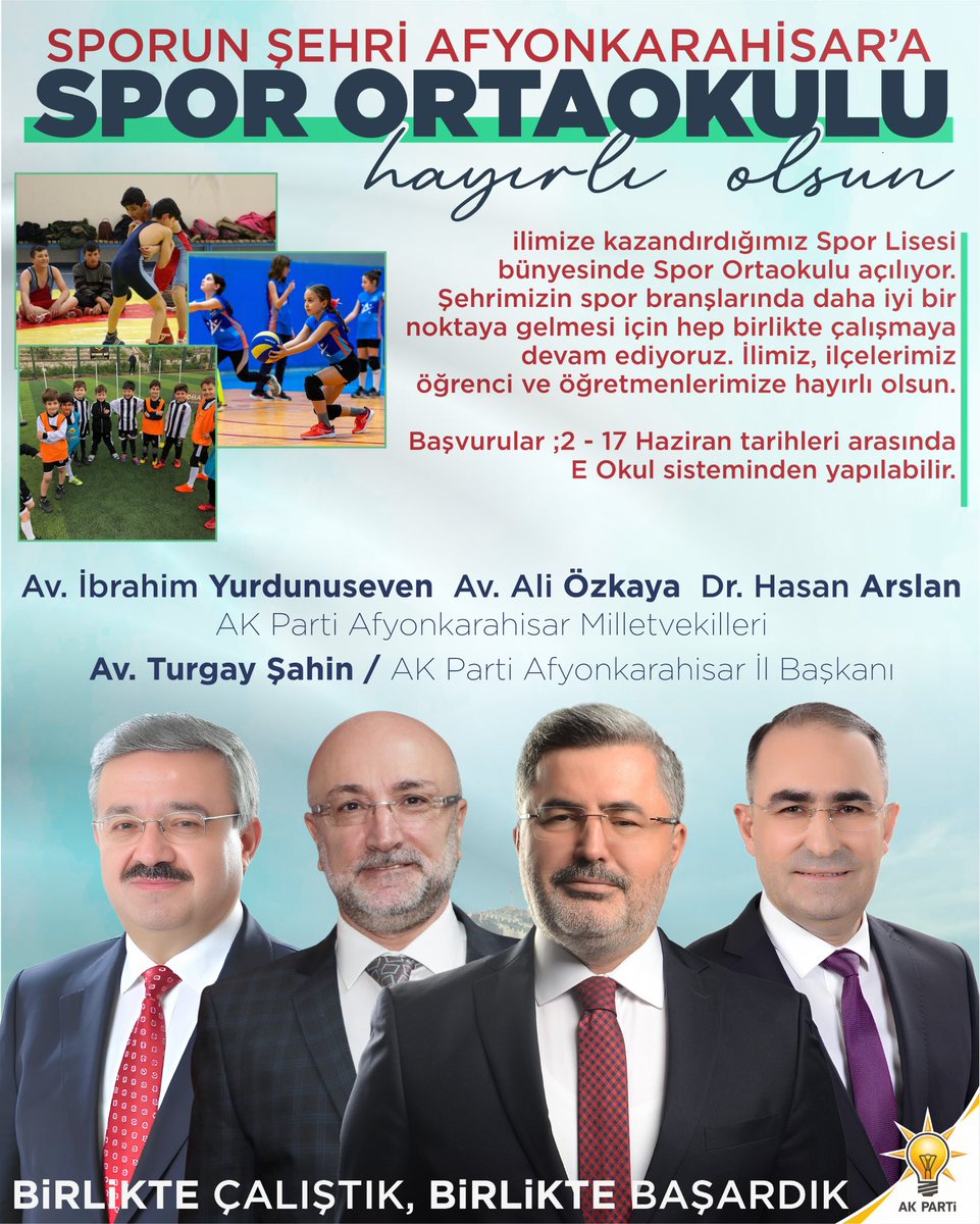 Afyonkarahisar'a Yeni Spor Ortaokulu: Başvurular Başladı