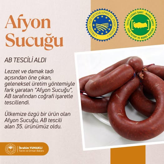 Afyon Sucuğu AB'den Coğrafi İşaret Tescili Aldı: Türkiye'nin Lezzetleri Dünyaya Açılıyor