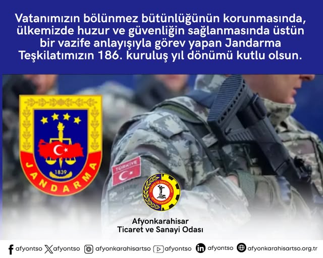 Afyonkarahisar'da Jandarma Teşkilatı'nın Kuruluş Yıl Dönümü Kutlandı