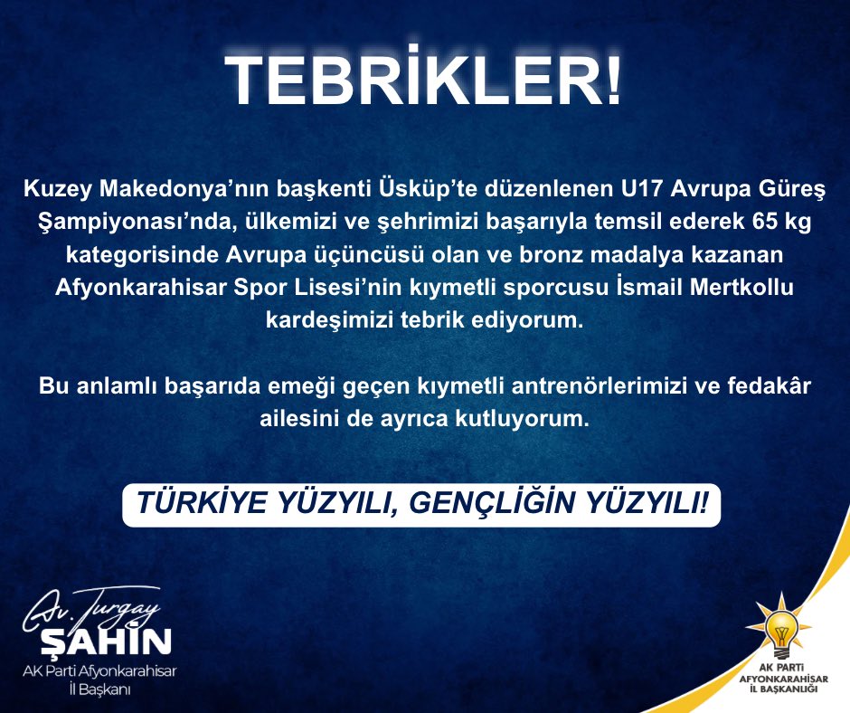 Afyonkarahisar'dan Avrupa Güreş Şampiyonası'nda Bronz Madalya