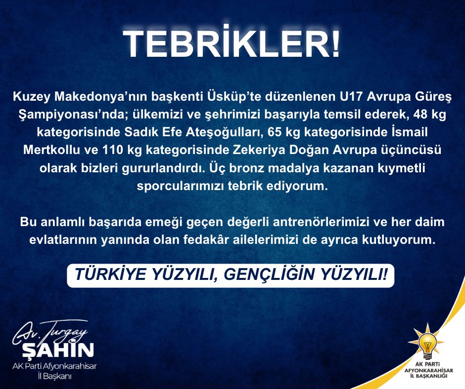 Afyonkarahisar'dan Avrupa Güreş Şampiyonası'nda Üç Madalya