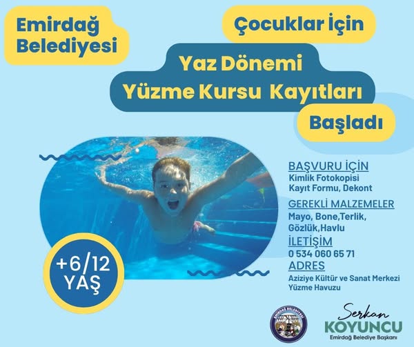 Emirdağ'da Çocuklar Havuz Keyfini Bekliyor: Yaz Dönemi Yüzme Kursu Başladı