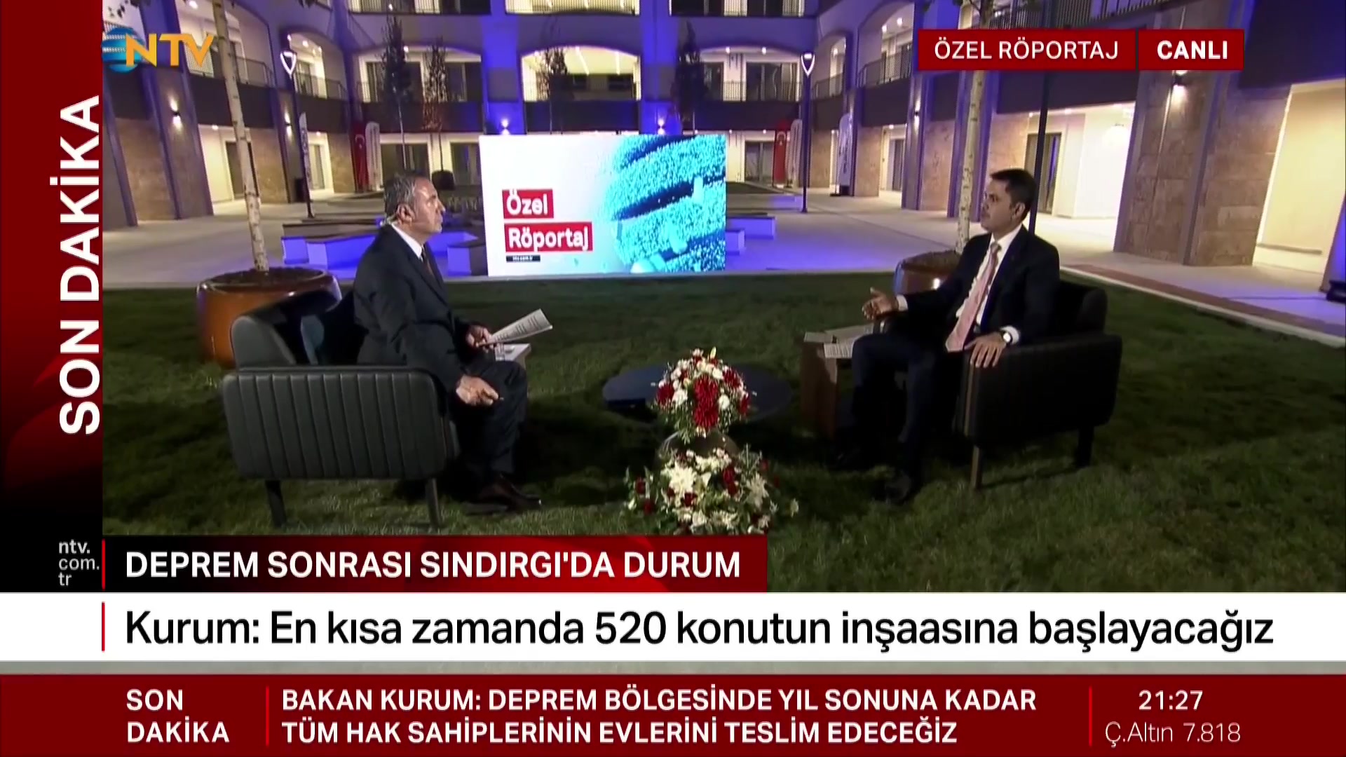 ???? Malatya'da 300.000'inci konutun teslim töreni öncesinde NTV ekranlarında Ahmet Ergen’in sorularını yanıtlıyorum