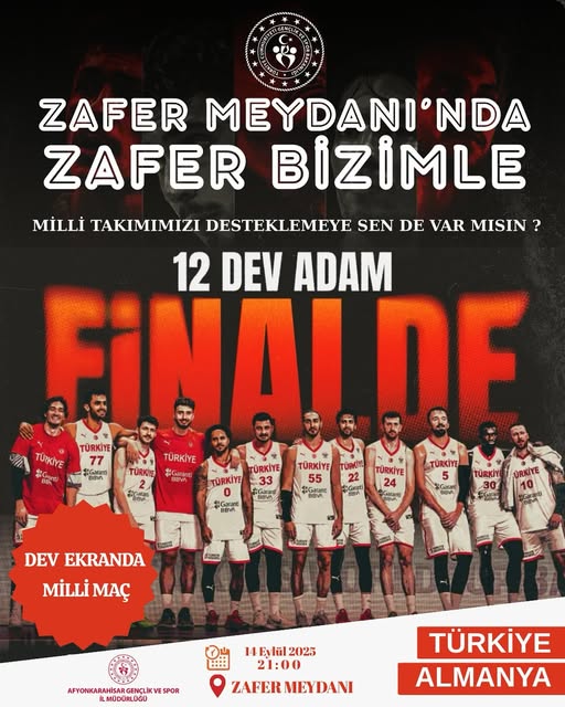 Afyonkarahisar'da Milli Takım Coşkusu: Almanya Final Maçı Zafer Meydanı'nda Dev Ekranda!