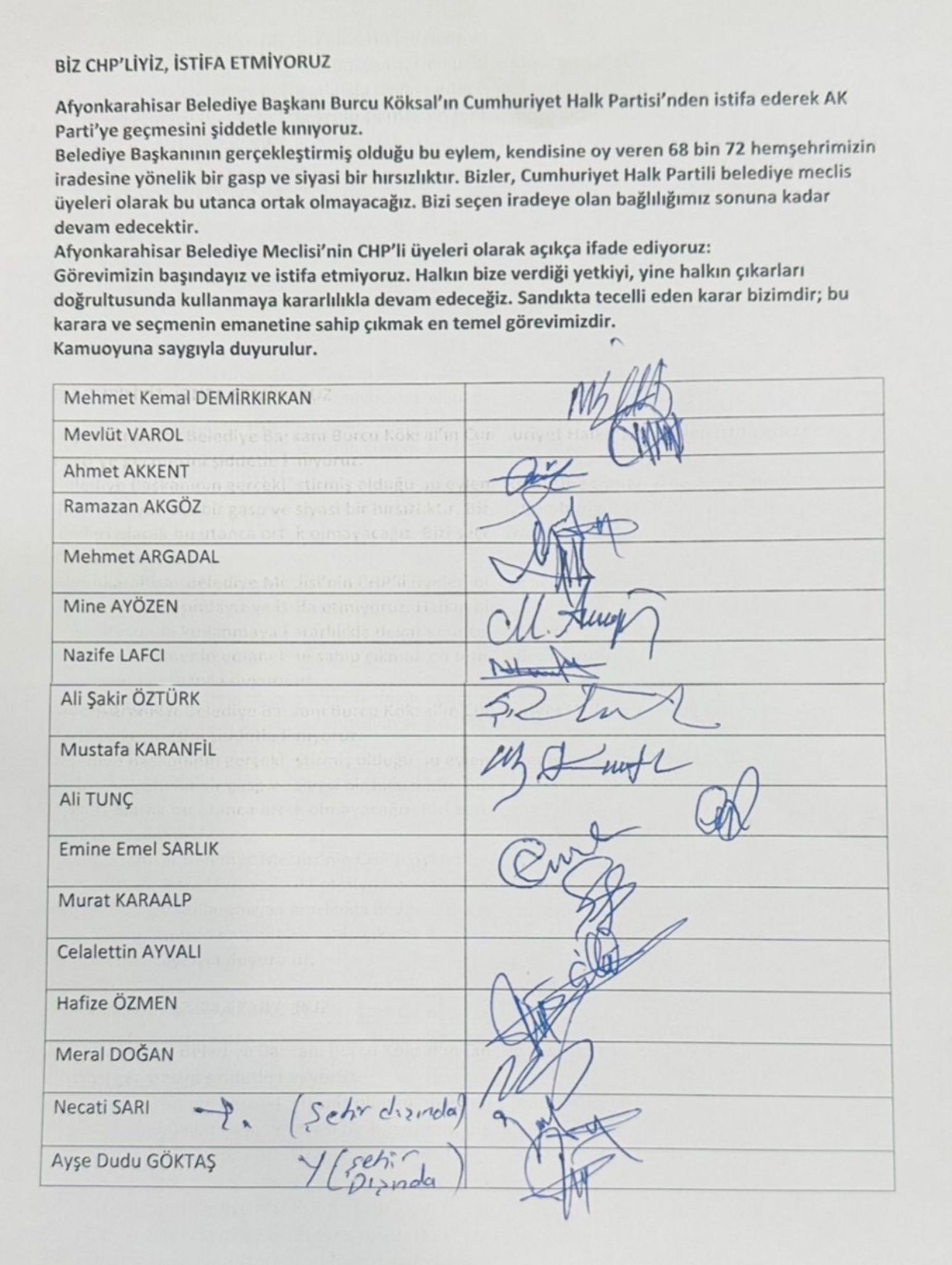 “Biz CHP’liyiz, İstifa Etmiyoruz” Bildirisi Gündem Oldu